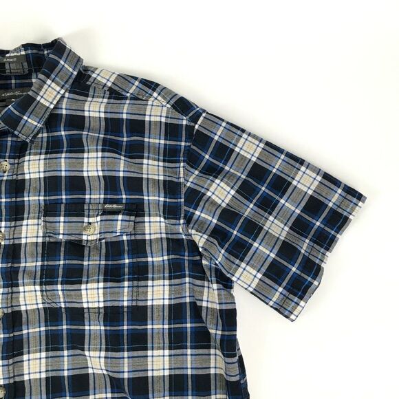 Eddie Bauer Button Up Shirt Men's XL Plaid Short Sleeve 100% Cotton Classic Fit - Picture 3 of 9